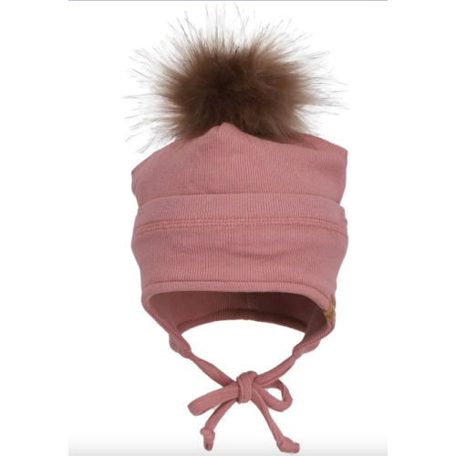 Calikids - Tuque mi-saison avec pompom fausse fourrure amovible - Rose Dust Calikids - Tuque mi-saison avec pompom fausse fourrure amovible - Rose Dust